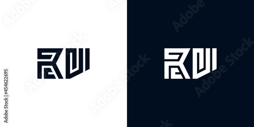 Minimal creative initial letters RV logo