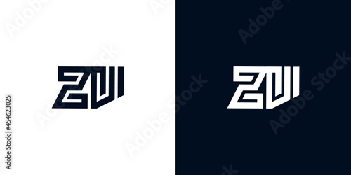 Minimal creative initial letters ZV logo