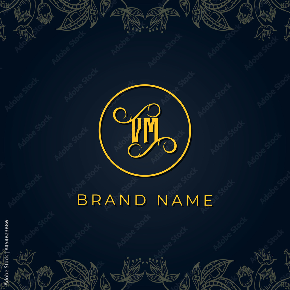 Royal luxury letter VM logo.