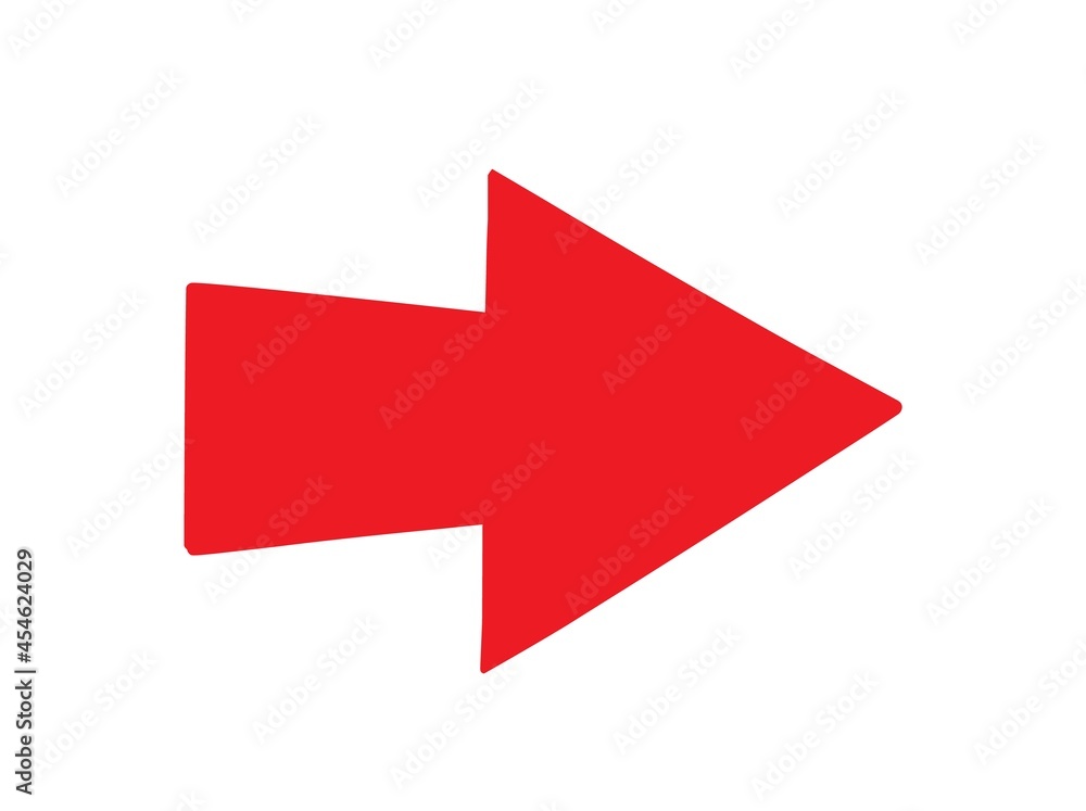 Red hand-drawn arrow, ink, bold style, on white Red hand-drawn arrow, ink, bold style, on white