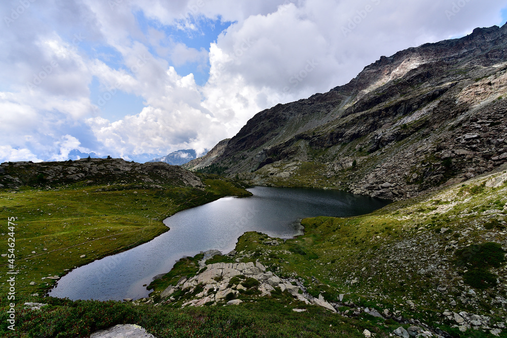 Alpine lake in heart of the Alps called Lago Verde