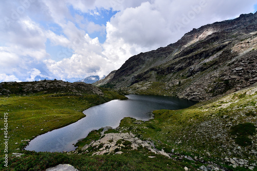 Alpine lake in heart of the Alps called Lago Verde
