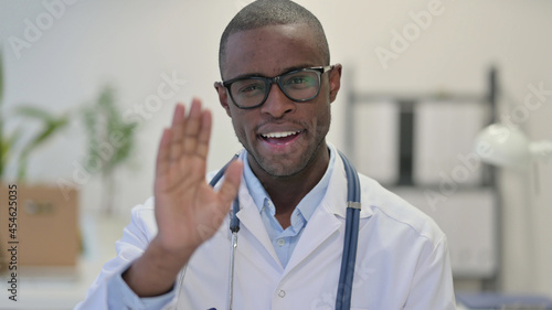 African Doctor Talking during Video Chat  Webcam View