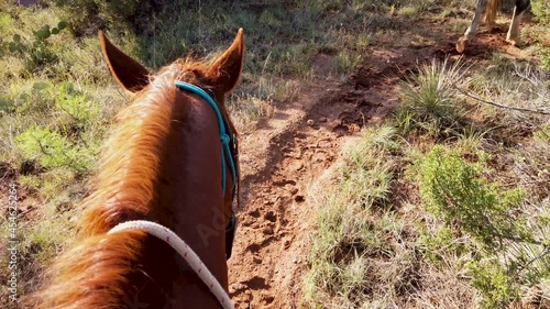 Horseback riding on a trail in the Palo Duro Canyon, Texas