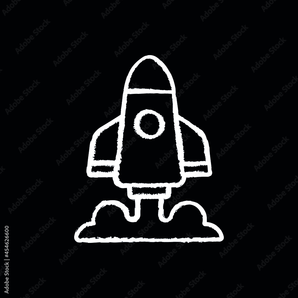 Rocket chalk icon. Vector isolated black illustration. Rocket chalk icon. Vector isolated black illustration.