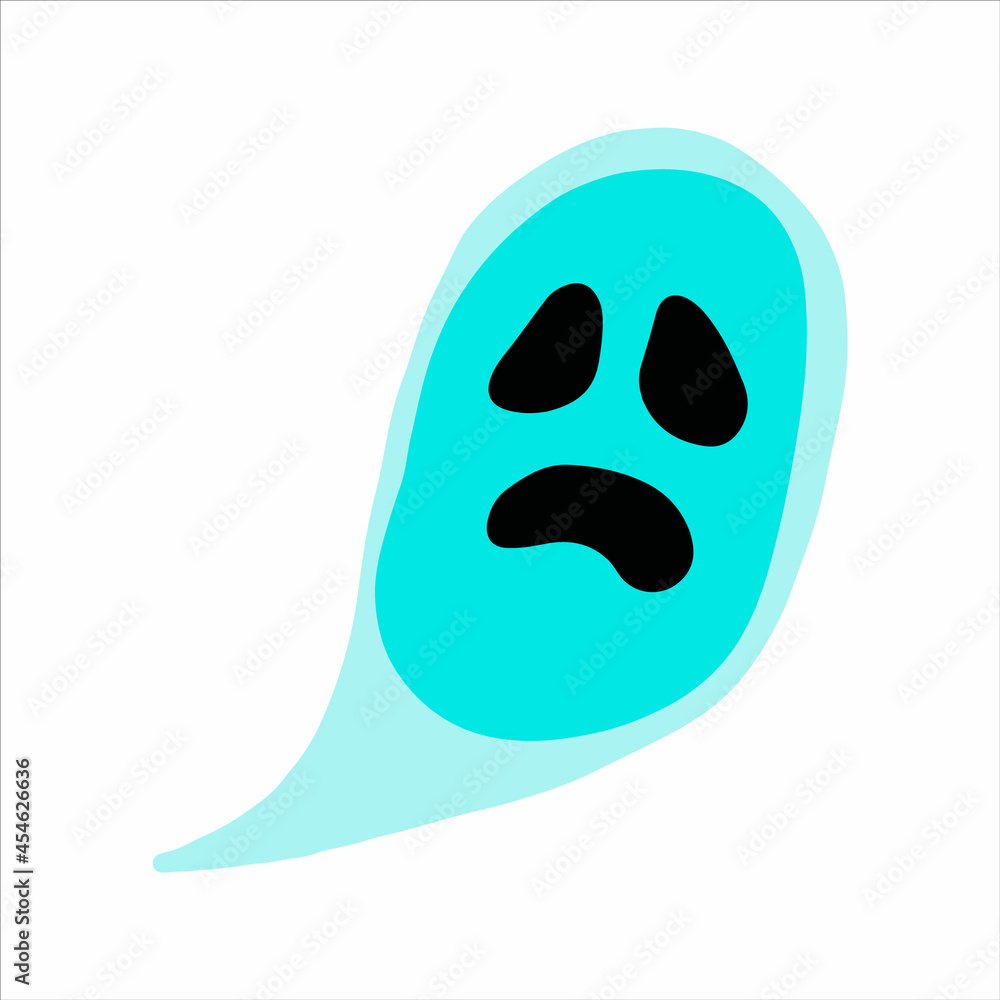 Fototapeta premium Vector halloween ghost clipart, icon and coloring isolated on white background. Funny, cute illustration for seasonal design, textile, decoration kids playroom or greeting card. Hand drawn prints.