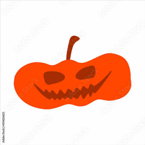 Vector halloween pumpkin clipart isolated on white background icon. Funny, cute illustration for seasonal design, textile, decoration kids playroom or greeting card. Hand drawn prints and doodle.