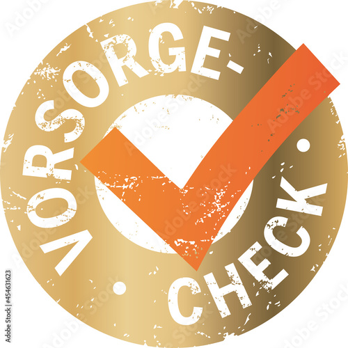 Button Vorsorge Check mit Haken