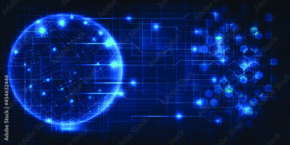 Digital data communication and computing technology.Futuristic tech design concept.Vector illustrations.