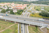 aerial view of the highway and the city of Wroclaw, Poland