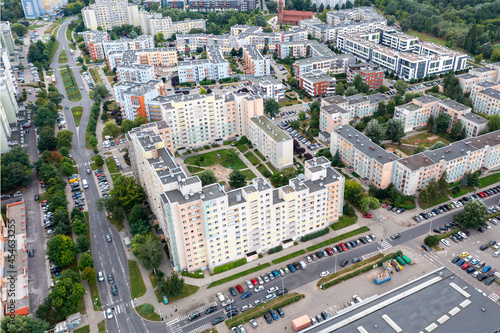 Aerial view of the city of Wroclaw, residential areas, summer time