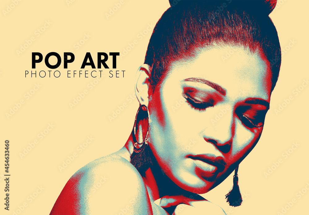 Pop Art Photo Effect Set Stock Template | Adobe Stock