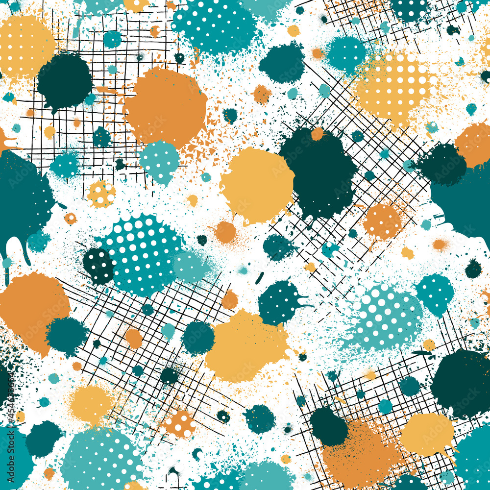 Abstract seamless pattern. Repeated random shape background. Brush