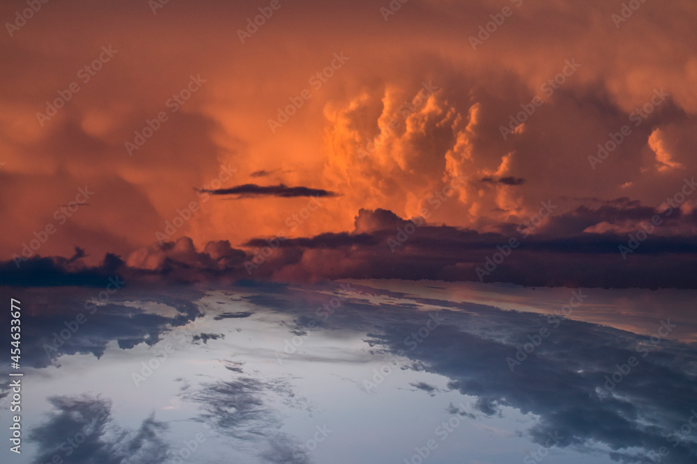 Double Exposure of two skies with clouds together