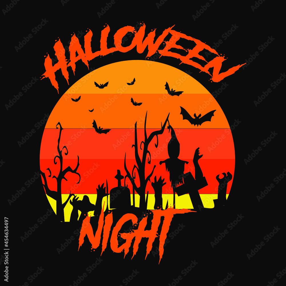 Halloween Night trendy t-shirt design Halloween Night trendy t-shirt design