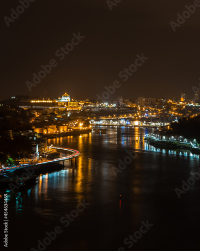 Downtown Porto and Douro river by night