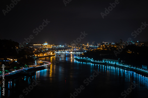 Porto downtown and Douro River wallpaper by night 