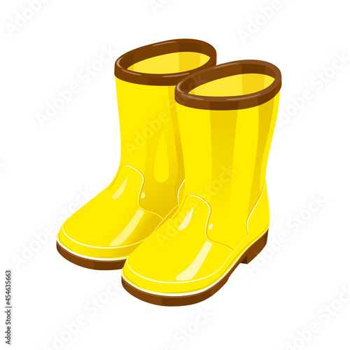 Yellow rubber boots cartoon vector illustration. Personal protective equipment, footwear. Industrial waterproof footwear. Leg protection. galoshes isolated on white background. Icon for the web.
