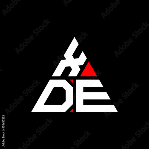 XDE triangle letter logo design with triangle shape. XDE triangle logo design monogram. XDE triangle vector logo template with red color. XDE triangular logo Simple, Elegant, and Luxurious Logo. XDE  photo