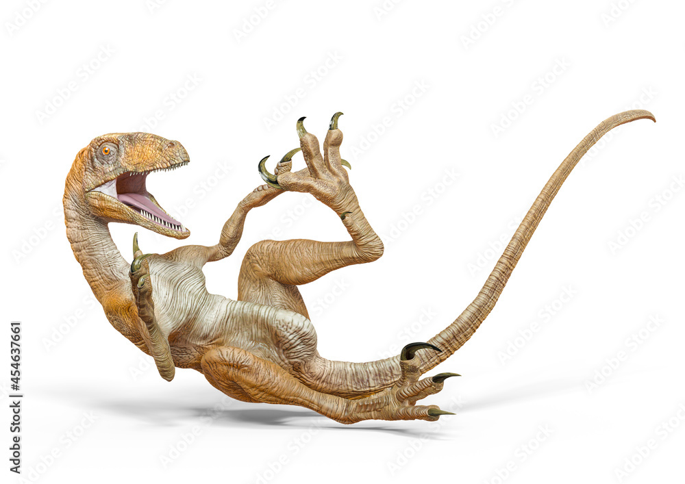 Fototapeta premium deinonychus is falling after fight