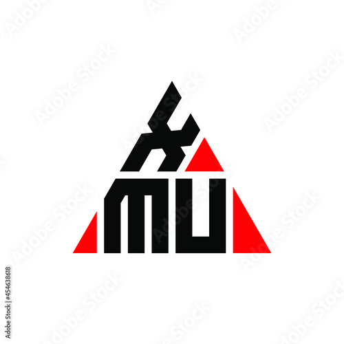 XMU triangle letter logo design with triangle shape. XMU triangle logo design monogram. XMU triangle vector logo template with red color. XMU triangular logo Simple, Elegant, and Luxurious Logo. XMU  photo