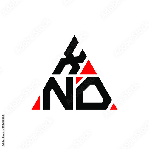 XNO triangle letter logo design with triangle shape. XNO triangle logo design monogram. XNO triangle vector logo template with red color. XNO triangular logo Simple, Elegant, and Luxurious Logo. XNO  photo