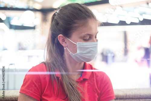 young woman wearing protective face mask, epidemic virus helthcare