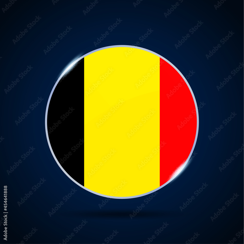 Fototapeta premium belgium national flag Circle button Icon. Simple flag, official colors and proportion correctly. Flat vector illustration.