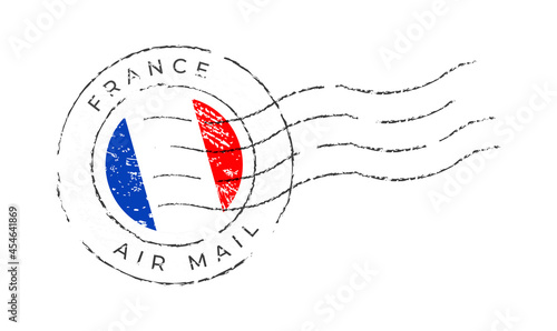 france postage mark. National Flag Postage Stamp isolated on white background vector illustration. Stamp with official country flag pattern and countries name