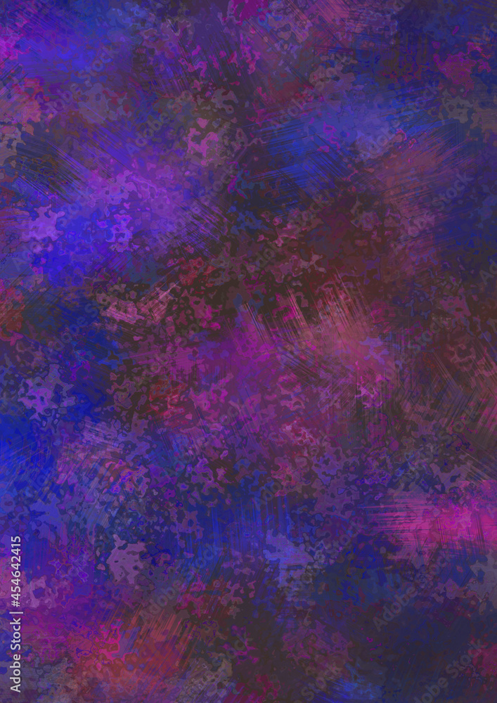 A 3d digital illustration of an abstract dark blue texture background with pink and purple large strokes.