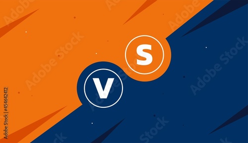 Versus vs comparison banner in orange and blue colors vector design template