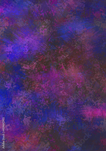 A 3d digital illustration of an abstract dark blue texture background with pink and purple large strokes.