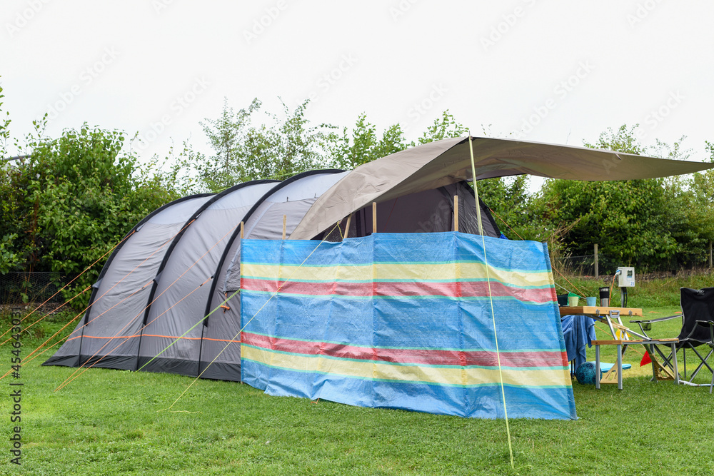 Camping tent on a campsite for a uk family holiday break