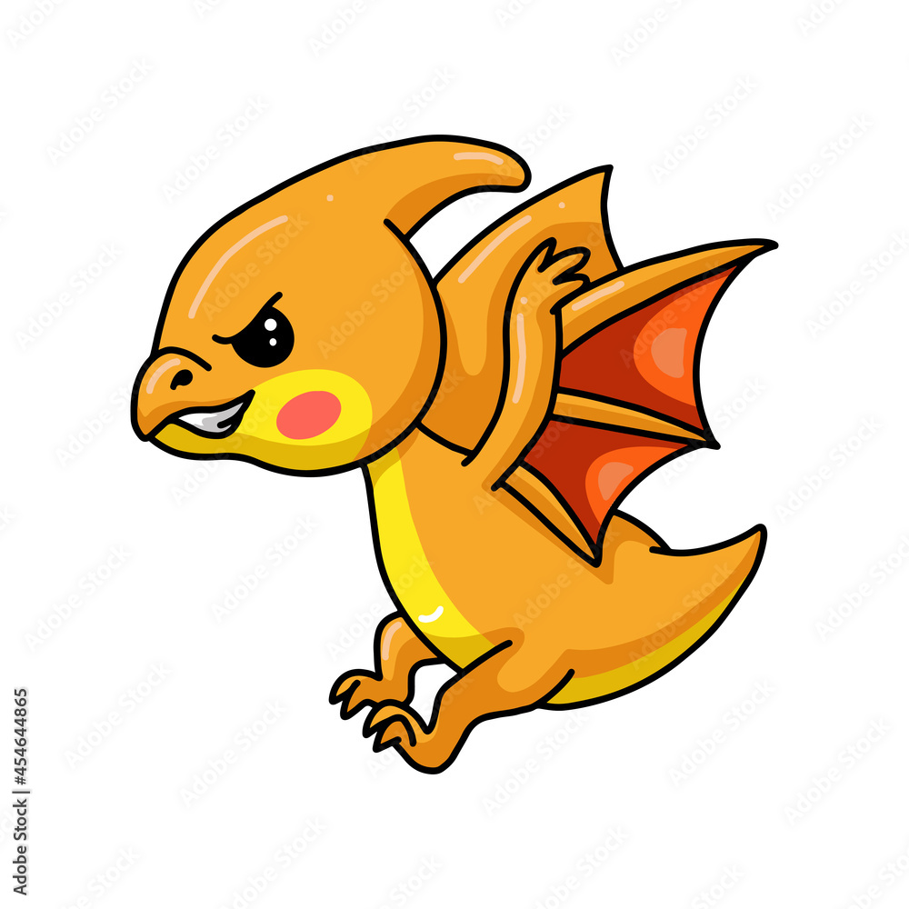Cute little pterodactyl dinosaur cartoon flying Cute little pterodactyl dinosaur cartoon flying