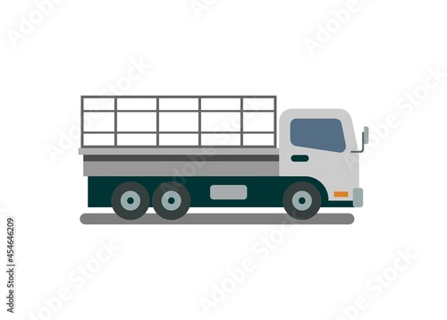 Pick up car with fence installed. Simple flat illustration.