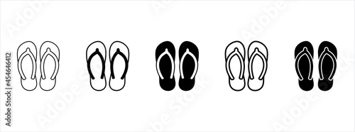 Sandals icon vector set. Slippers icons set. Flip flop vector stock symbol illustration.