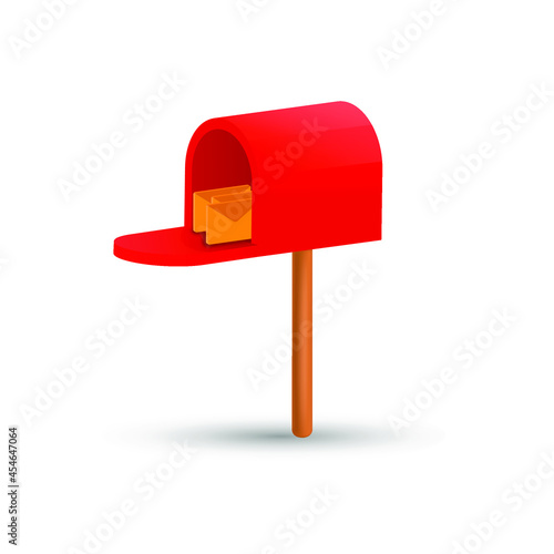Mailbox with letters. Open red postbox