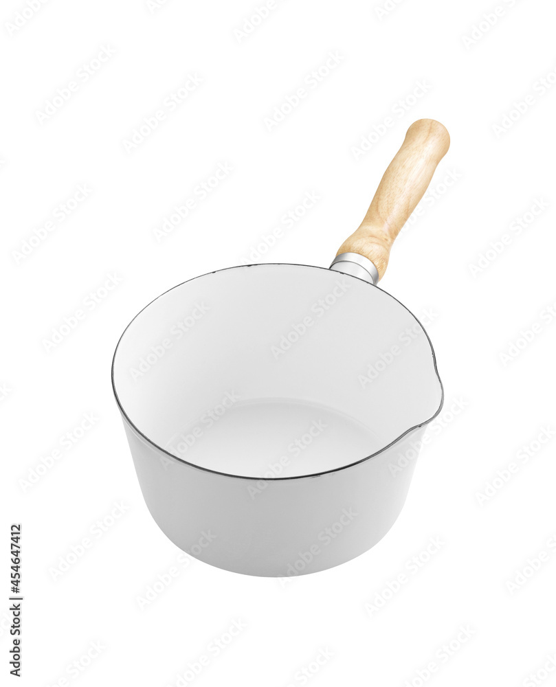 enamel soup pot on white background enamel soup pot on white background