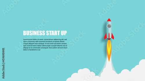 Business start up concept, startup business project, financial planning concept with rocket launch vector illustration, 