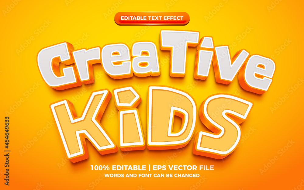 creative kids cartoon bold 3d editable text effect