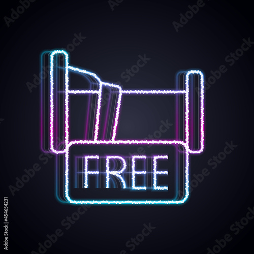 Glowing neon line Free overnight stay house icon isolated on black background. Vector