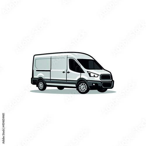 delivery van car isolated vector for mock up, illustration or logo