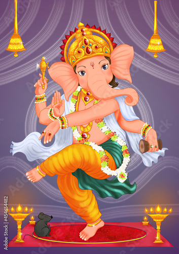 Creative Lord Ganpati Dancing Wallpaper with rat photo