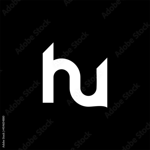initial letter hu linked lowercase logo black photo