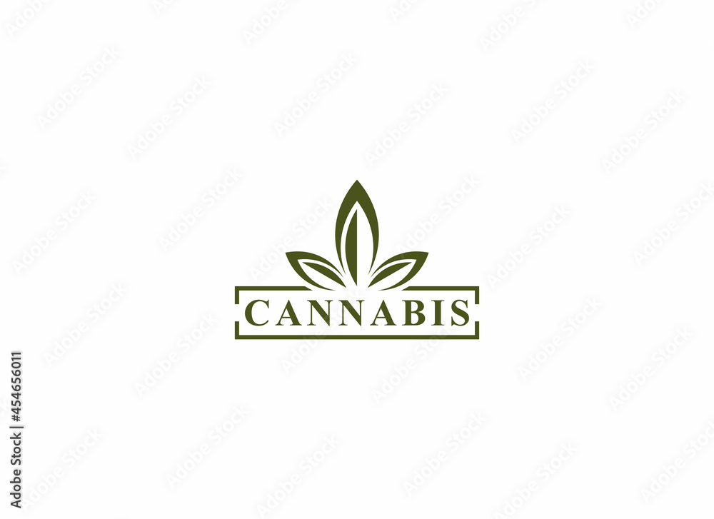 medical marijuana, green marijuana leaf logo. vector illustration in white background