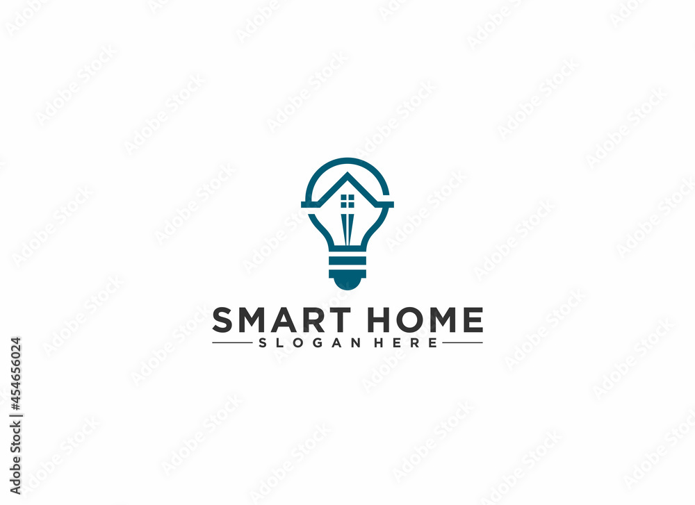 smart home logo with bulb and roof that reflects the craftsman's intelligence in building a house smart home logo with bulb and roof that reflects the craftsman's intelligence in building a house