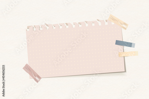 Ripped pink grid note paper template vector
