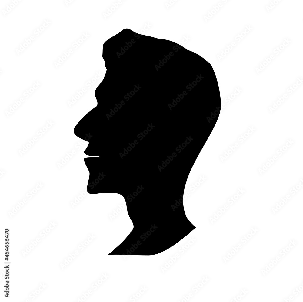 the man's head is an isolated silhouette on a white background the man's head is an isolated silhouette on a white background