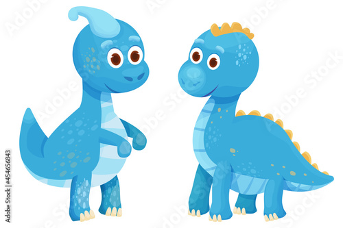 Dinosaurs set  baby animal fantasy fossil animal in cartoon style isolated on white background. Cute dino character  funny monster. Print  baby shower.