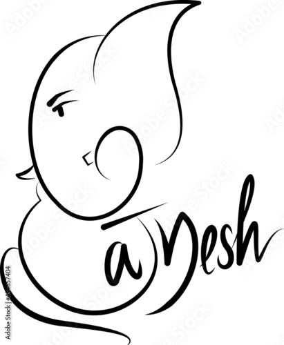 Ganesh idol in writing style